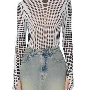 NWOT AFRM Kaylee Print Mesh Top in Illusion Dot